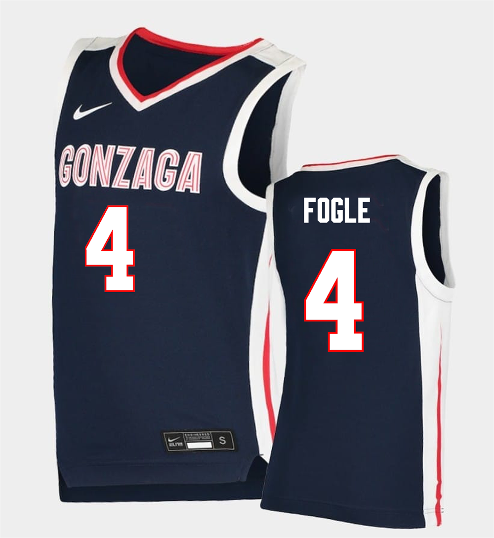 Men's #4 Davis Fogle Gonzaga Bulldogs College Basketball Jersey