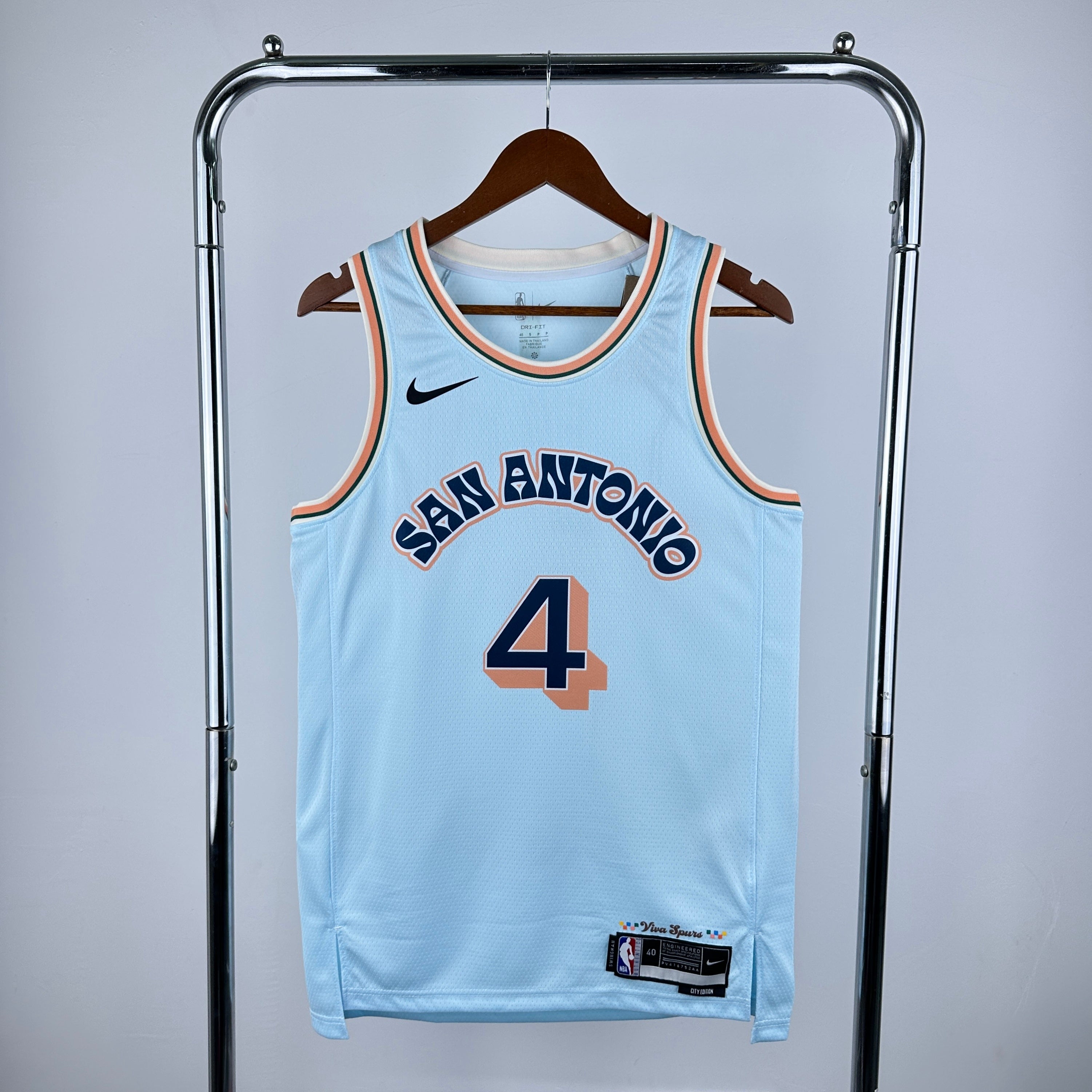 Men's #4 De'Aaron Fox San Antonio Spurs Basketball Jersey