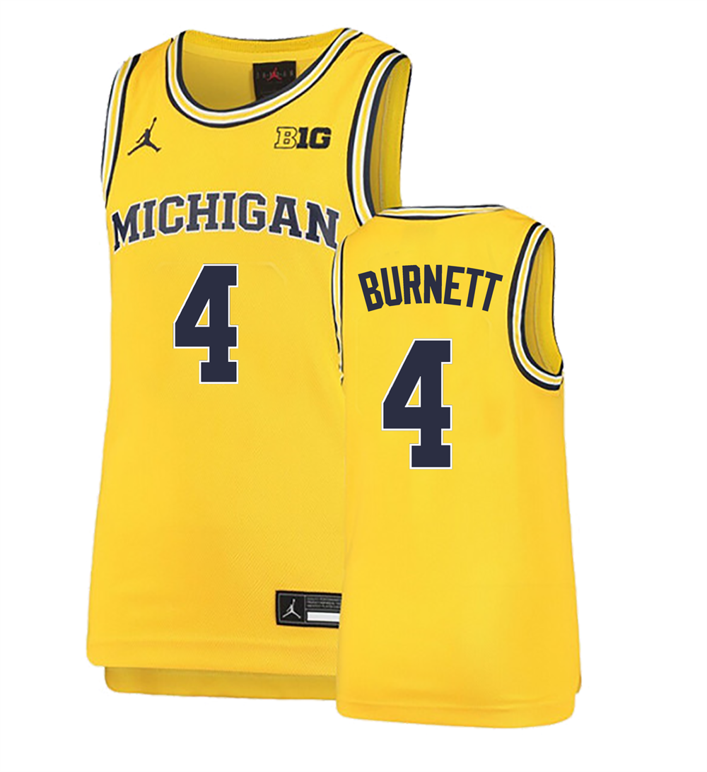 Men's #4 Nimari Burnett Michigan Wolverines College Basketball Jersey