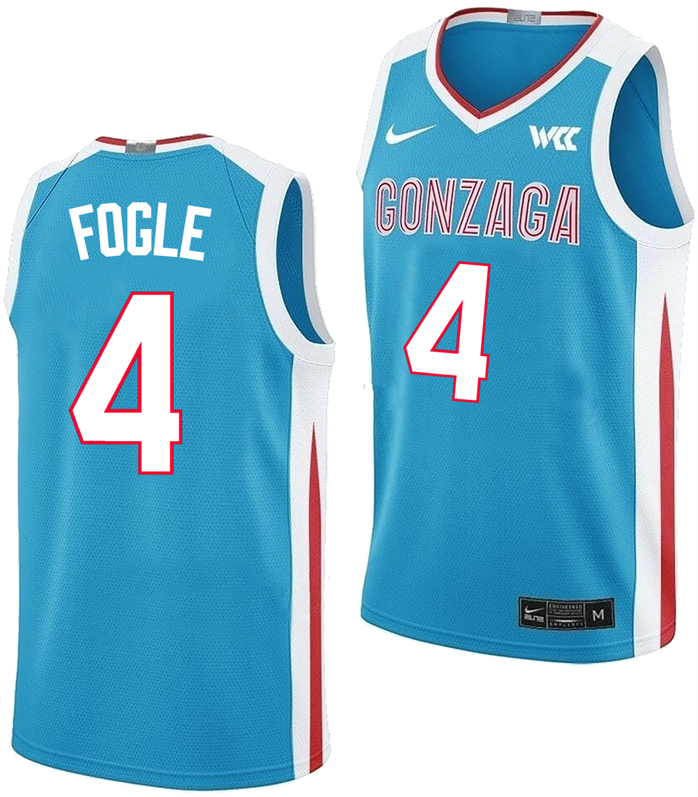Men's #4 Davis Fogle Gonzaga Bulldogs College Basketball Jersey