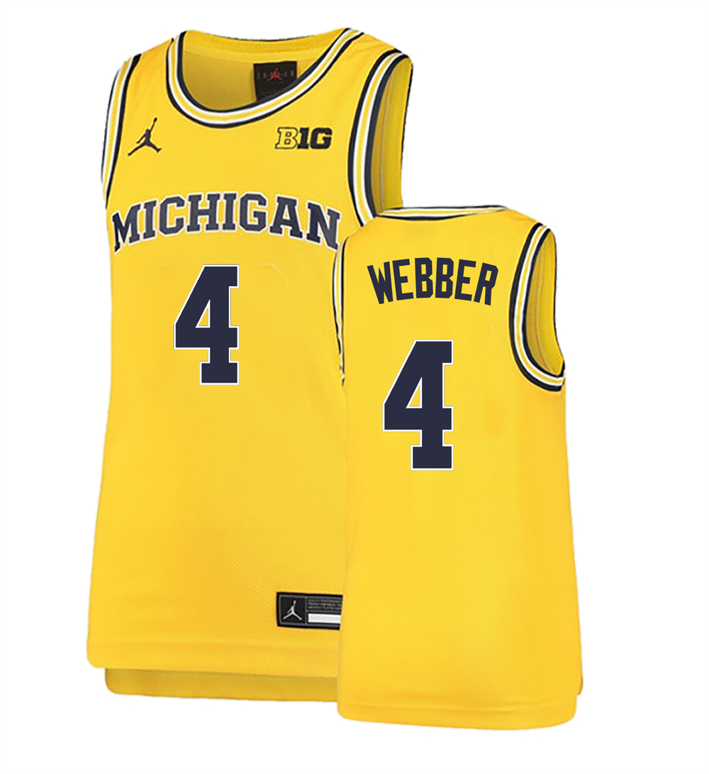 Men's #4 Chris Webber Michigan Wolverines College Basketball Jersey