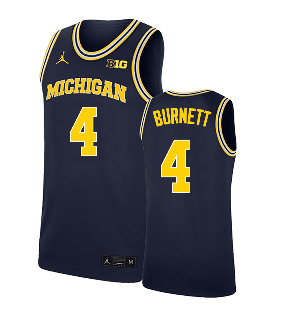 Men's #4 Nimari Burnett Michigan Wolverines College Basketball Jersey