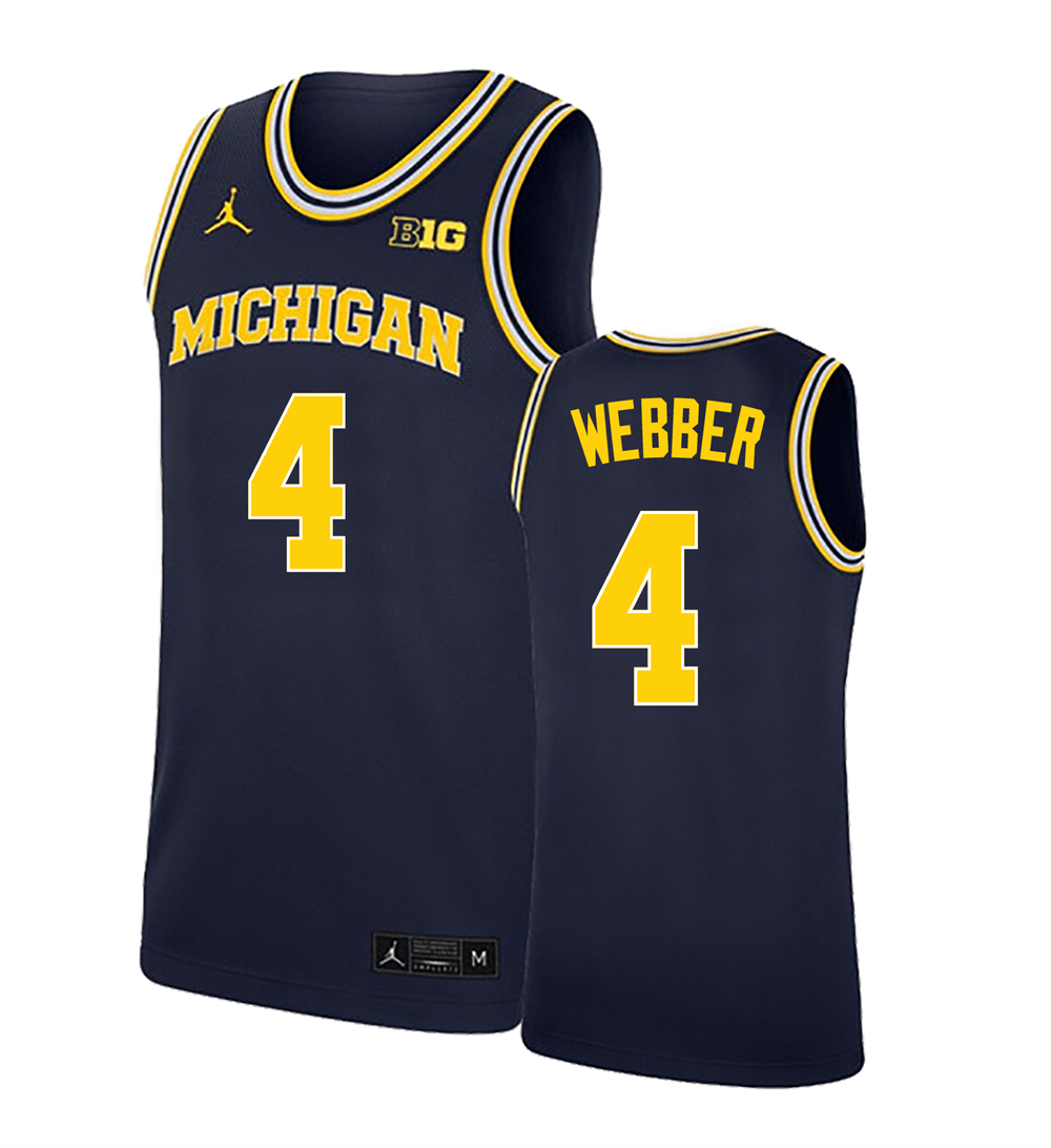 Men's #4 Chris Webber Michigan Wolverines College Basketball Jersey