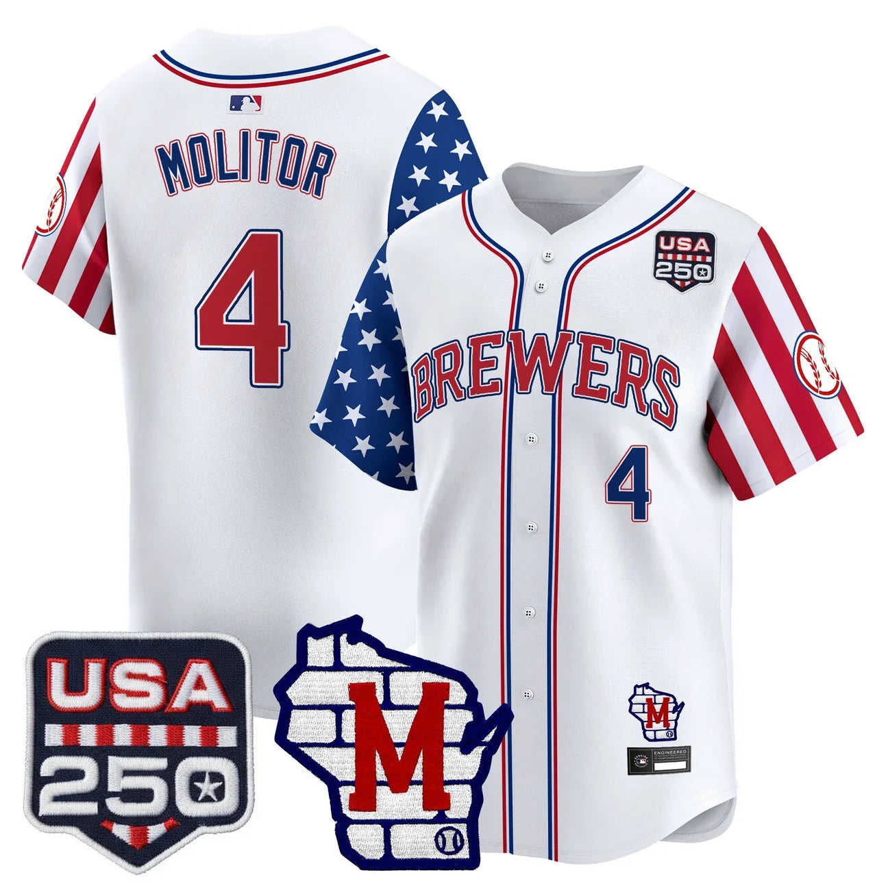 Men's Milwaukee Brewers "America250 Edition" Vapor Premier Limited Jersey - All Stitched - White