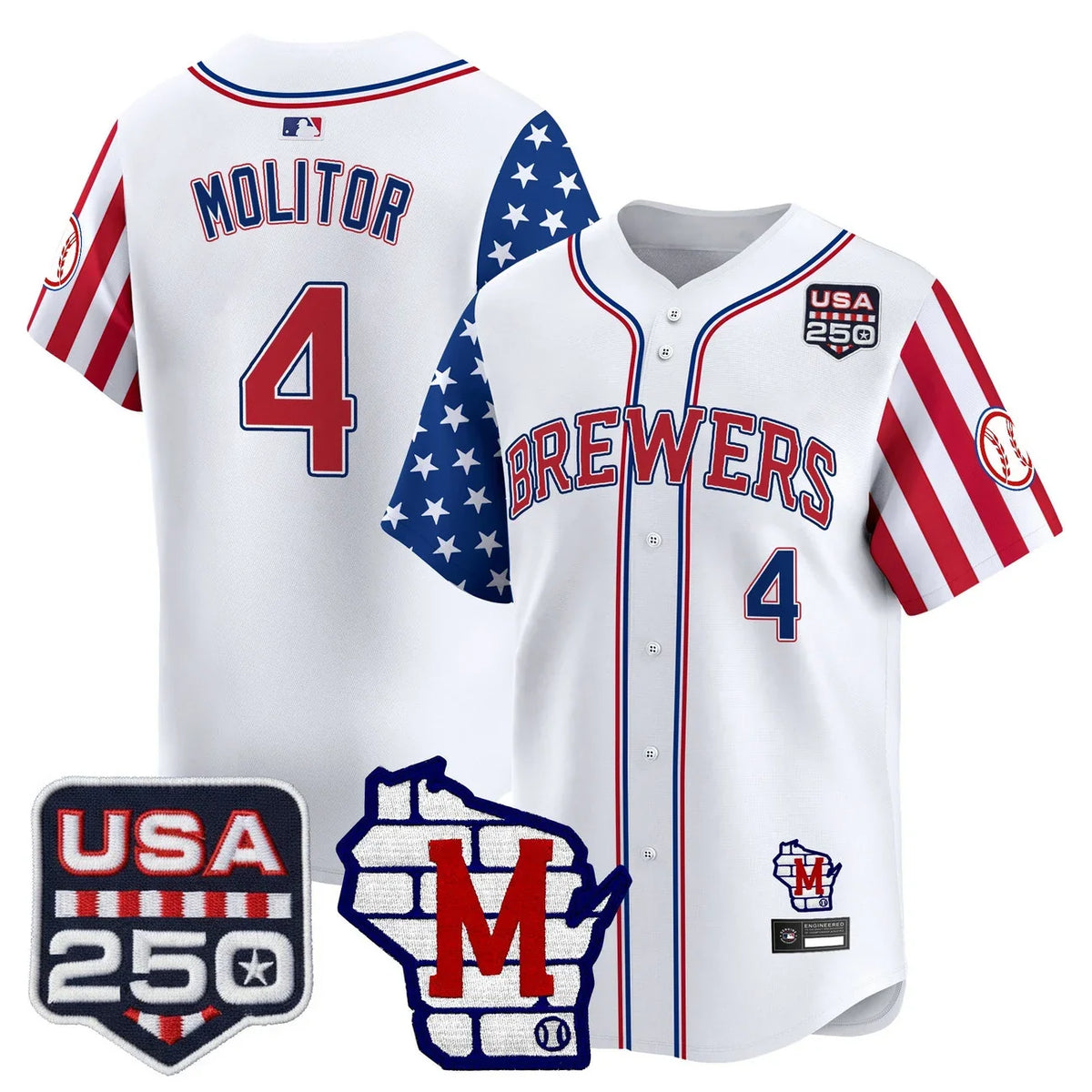 Men's Milwaukee Brewers "America250 Edition" Vapor Premier Limited Jersey - All Stitched - White