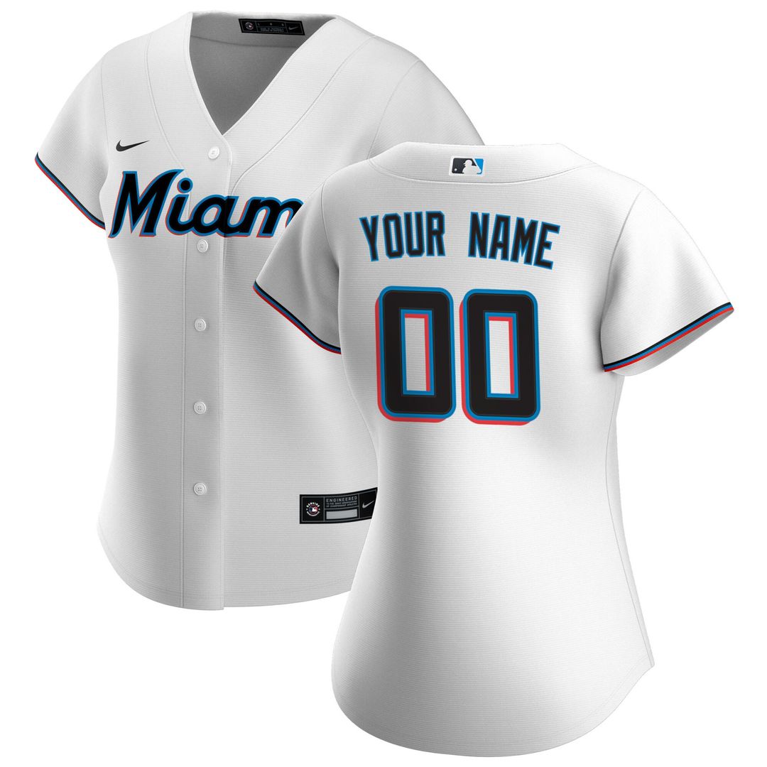 Miami Marlins Nike Women's Home Replica Custom Jersey - White
