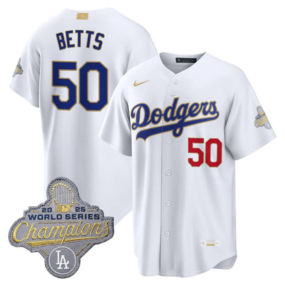 Los Angeles Dodgers "Gold Collection" Premier Limited Jersey - All Stitched -White