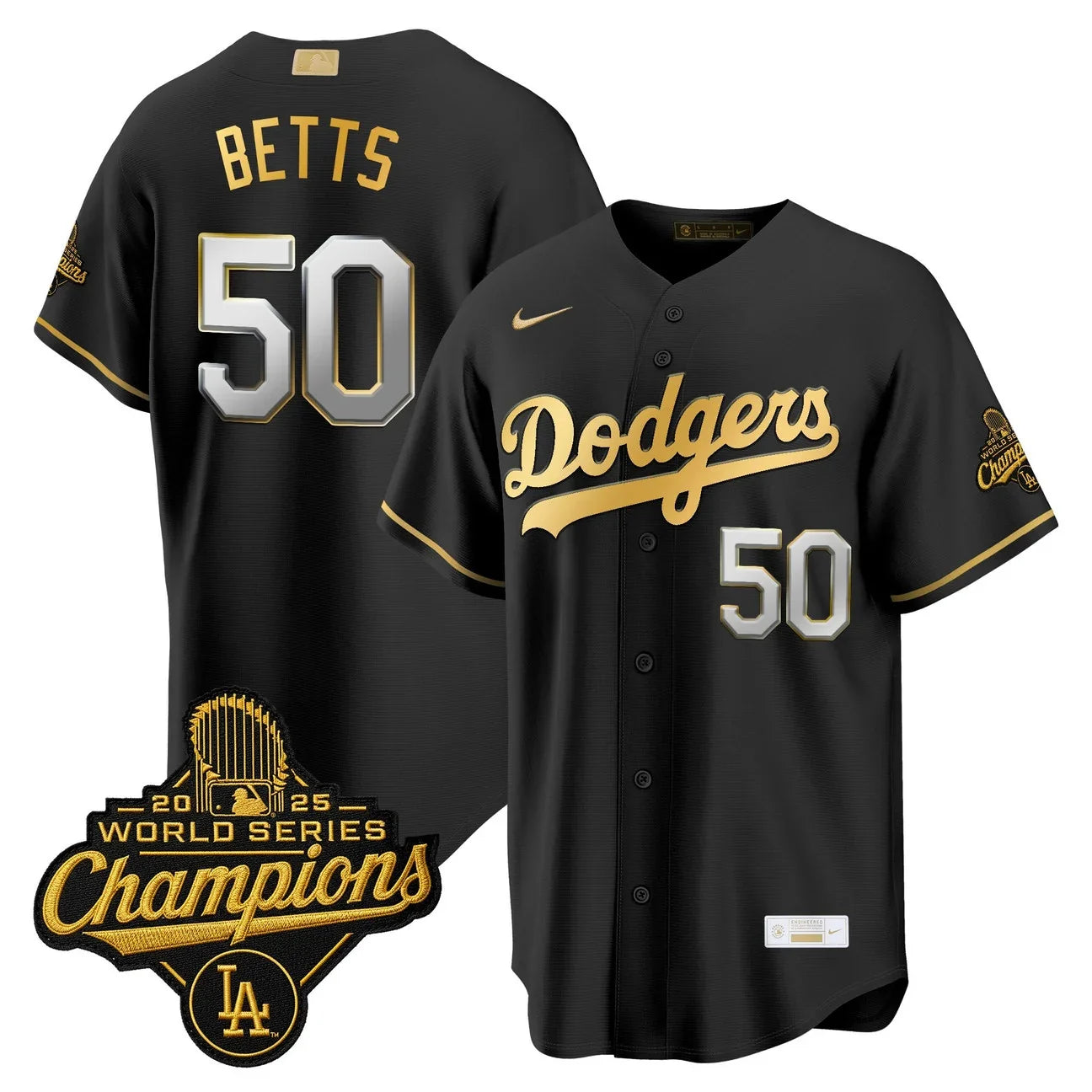 Los Angeles Dodgers "Gold Collection" Premier Limited Jersey - All Stitched -Black Gold