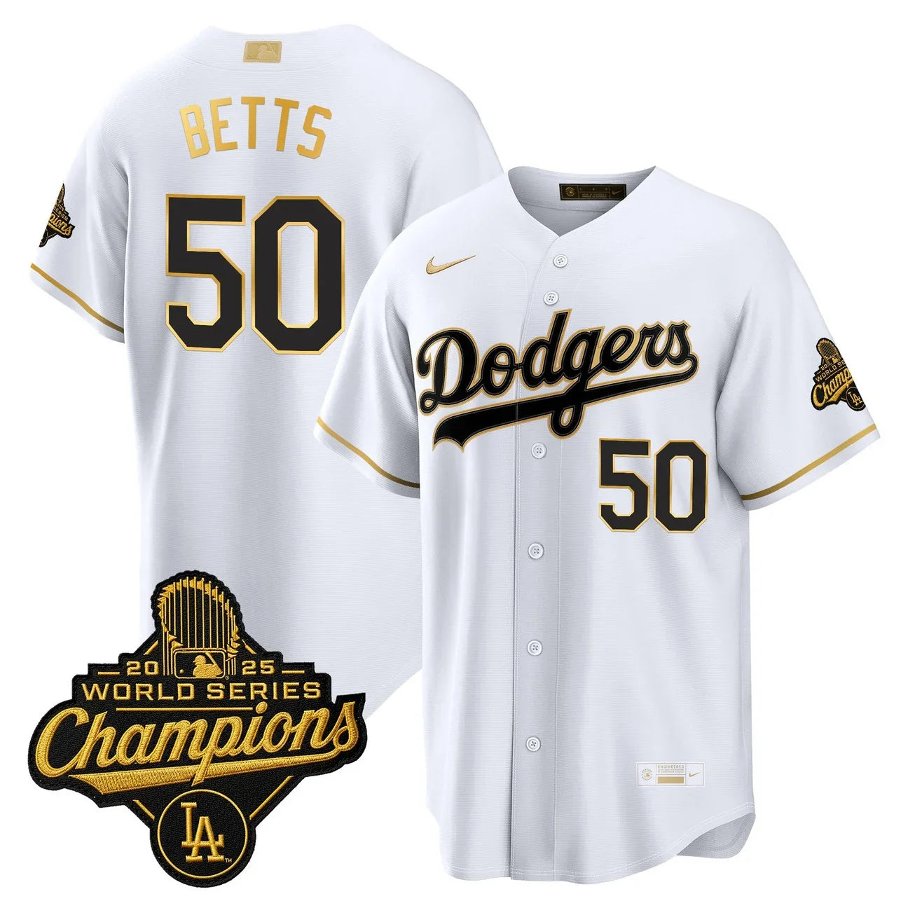 Los Angeles Dodgers "Gold Collection" Premier Limited Jersey - All Stitched - White Gold
