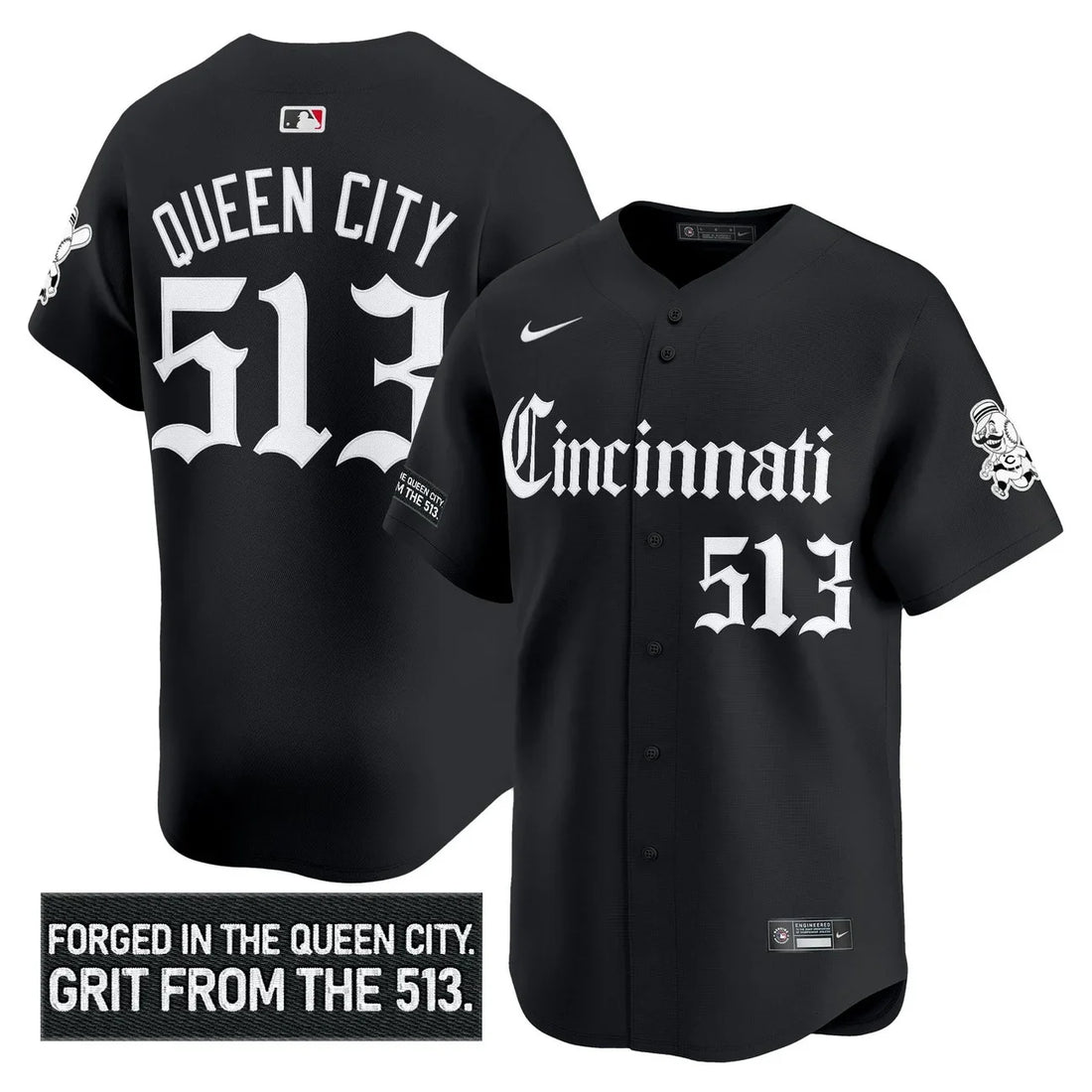 Cincinnati Reds 'Gothic Queen City Edition' Vapor Premier Limited Jersey - All Stitched - Black