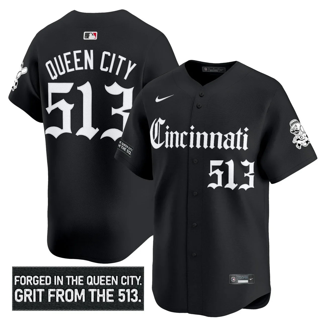 Cincinnati Reds 'Gothic Queen City Edition' Vapor Premier Limited Jersey - All Stitched - Black