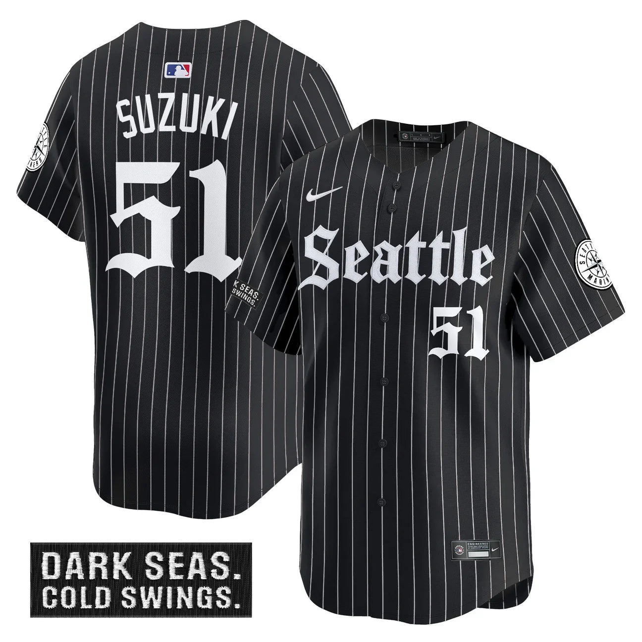 Men's Seattle Mariners 'Deep Sea Gothic Edition' Vapor Premier Limited Jersey - All Stitched