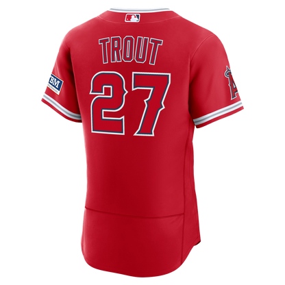Mike Trout Los Angeles Angels Nike Alternate Authentic Sponsor Patch Jersey - Red