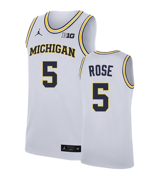Men's #5 Jalen Rose Michigan Wolverines College Basketball Jersey