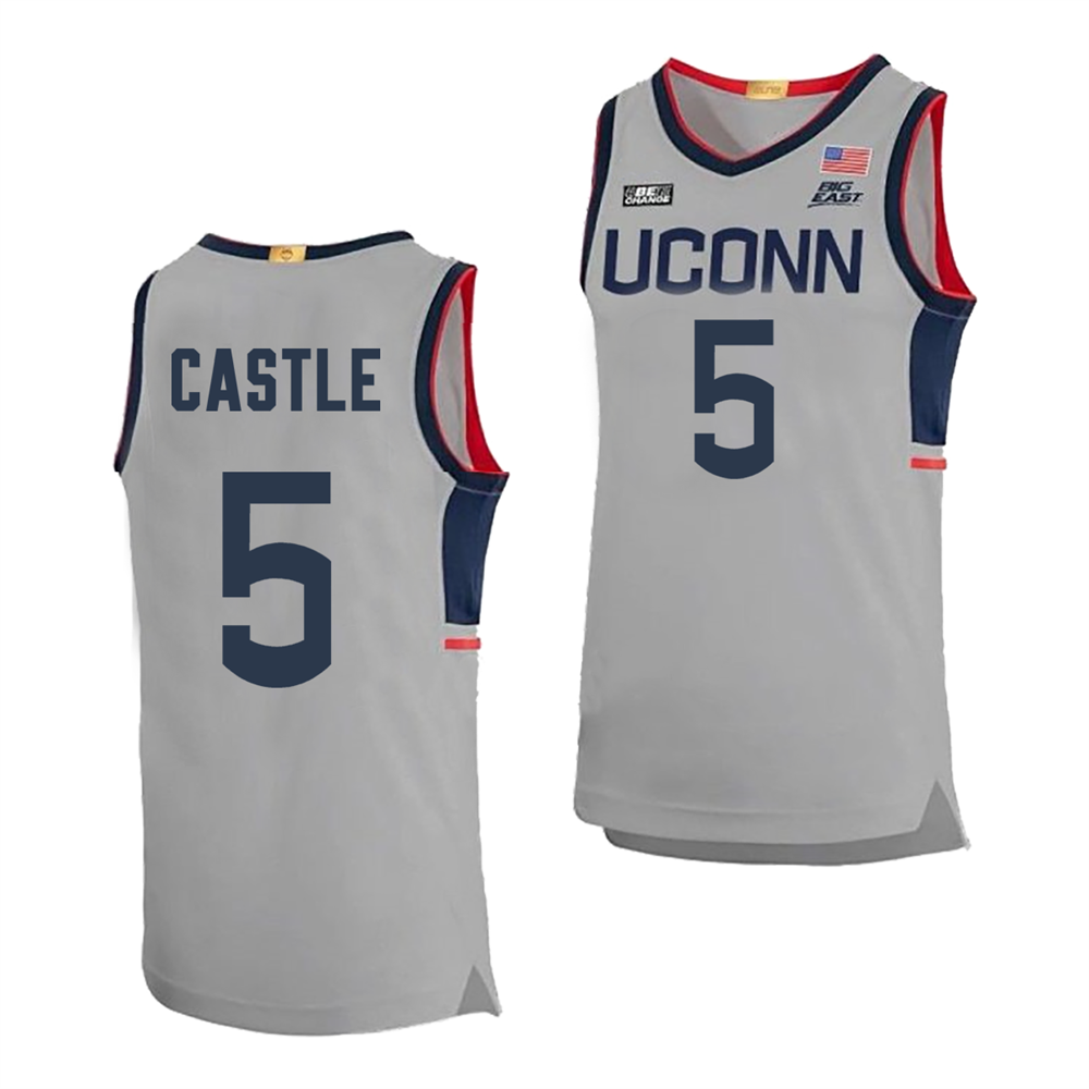 Men's #5 Stephon Castle UConn Huskies College Basketball Jersey