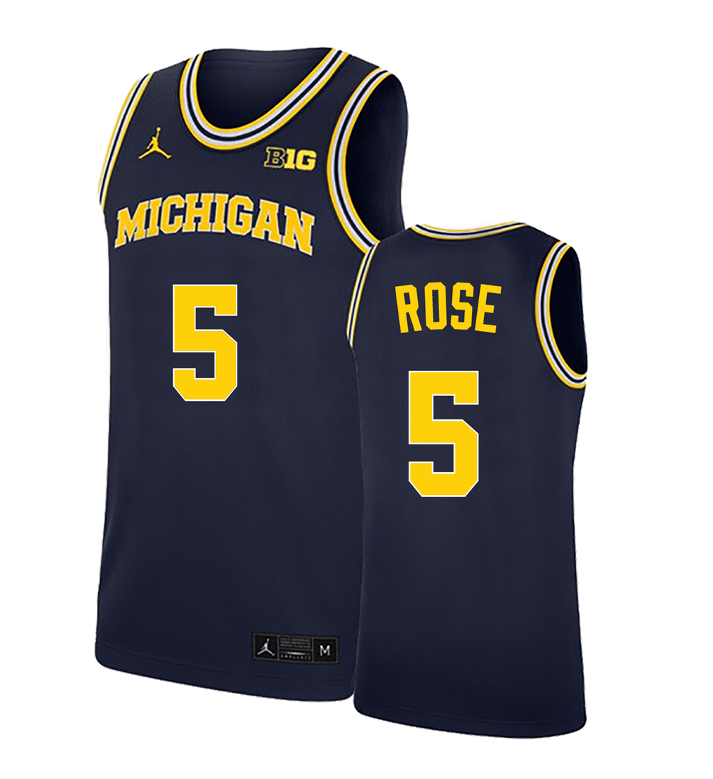 Men's #5 Jalen Rose Michigan Wolverines College Basketball Jersey