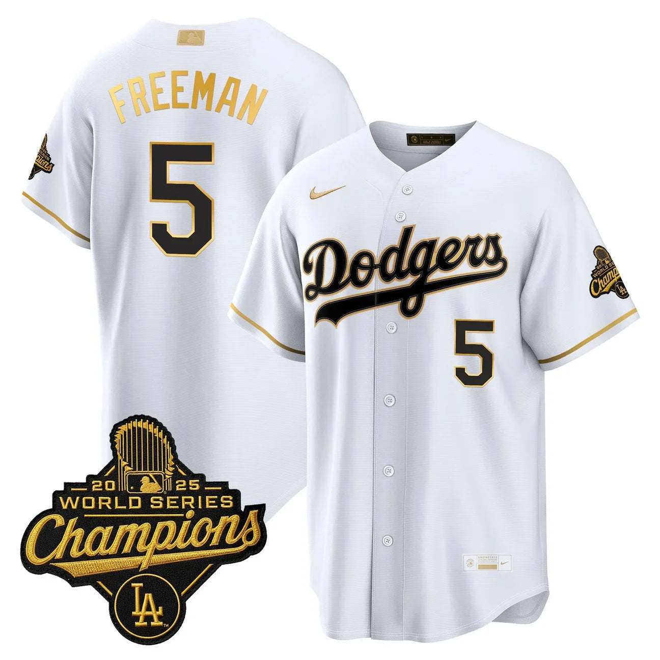 Los Angeles Dodgers "Gold Collection" Premier Limited Jersey - All Stitched - White Gold