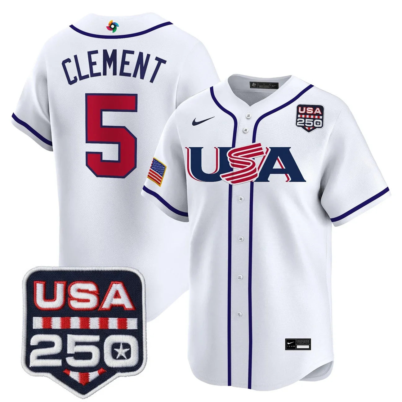 Team USA World Baseball Classic 250America Patch Vapor Premier Jersey - All Stitched - White