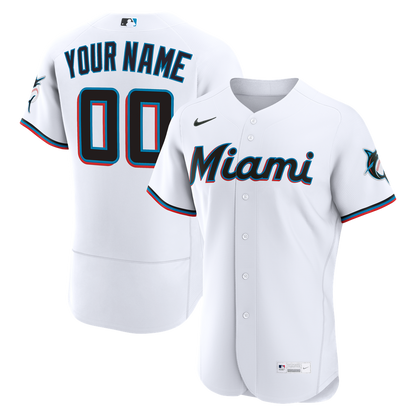 Miami Marlins Nike Home Authentic Custom Jersey - White