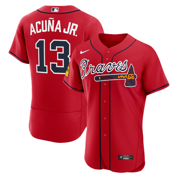 Ronald Acuña Jr. Atlanta Braves Nike Alternate Authentic Sponsor Patch Jersey - Red