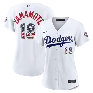 Yoshinobu Yamamoto Los Angeles Dodgers Nike Women's USA 250 Fourth of July Home Stadium Jersey - White