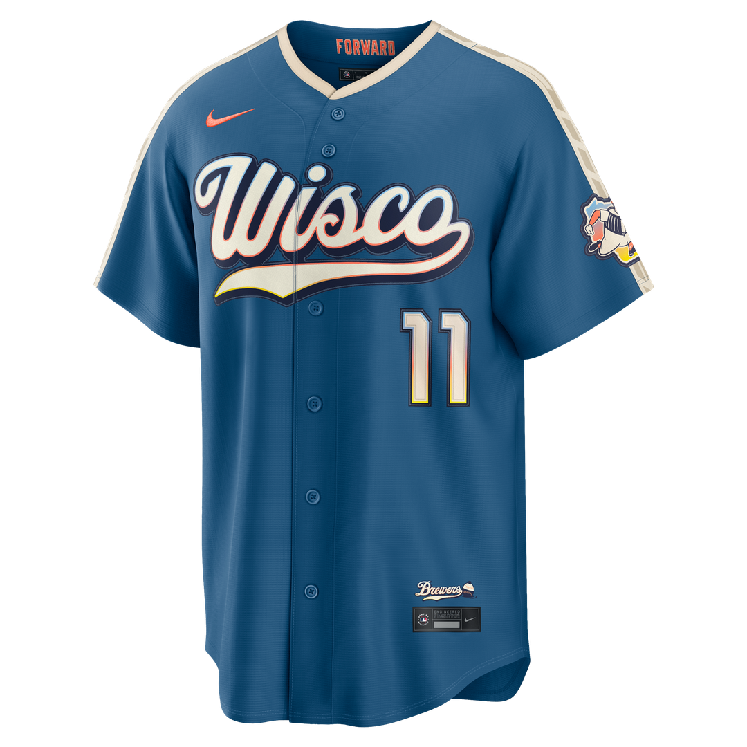Jackson Chourio Milwaukee Brewers Nike 2026 City Connect Stadium Jersey - Mineral Blue