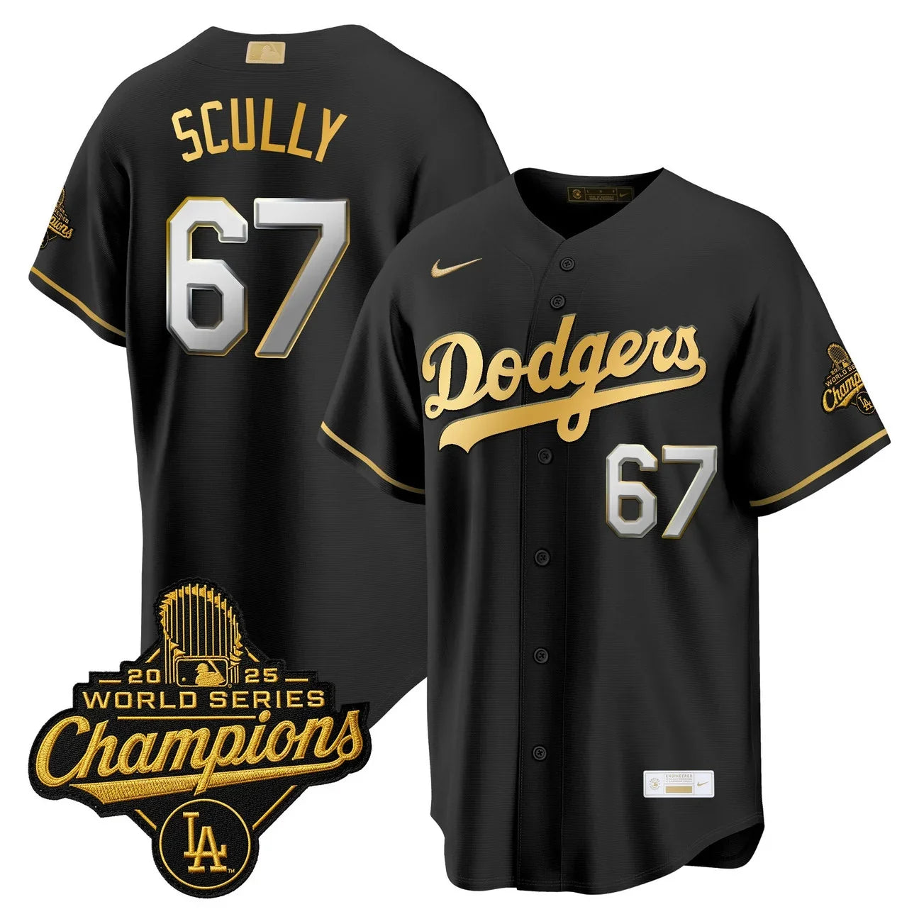 Los Angeles Dodgers "Gold Collection" Premier Limited Jersey - All Stitched -Black Gold