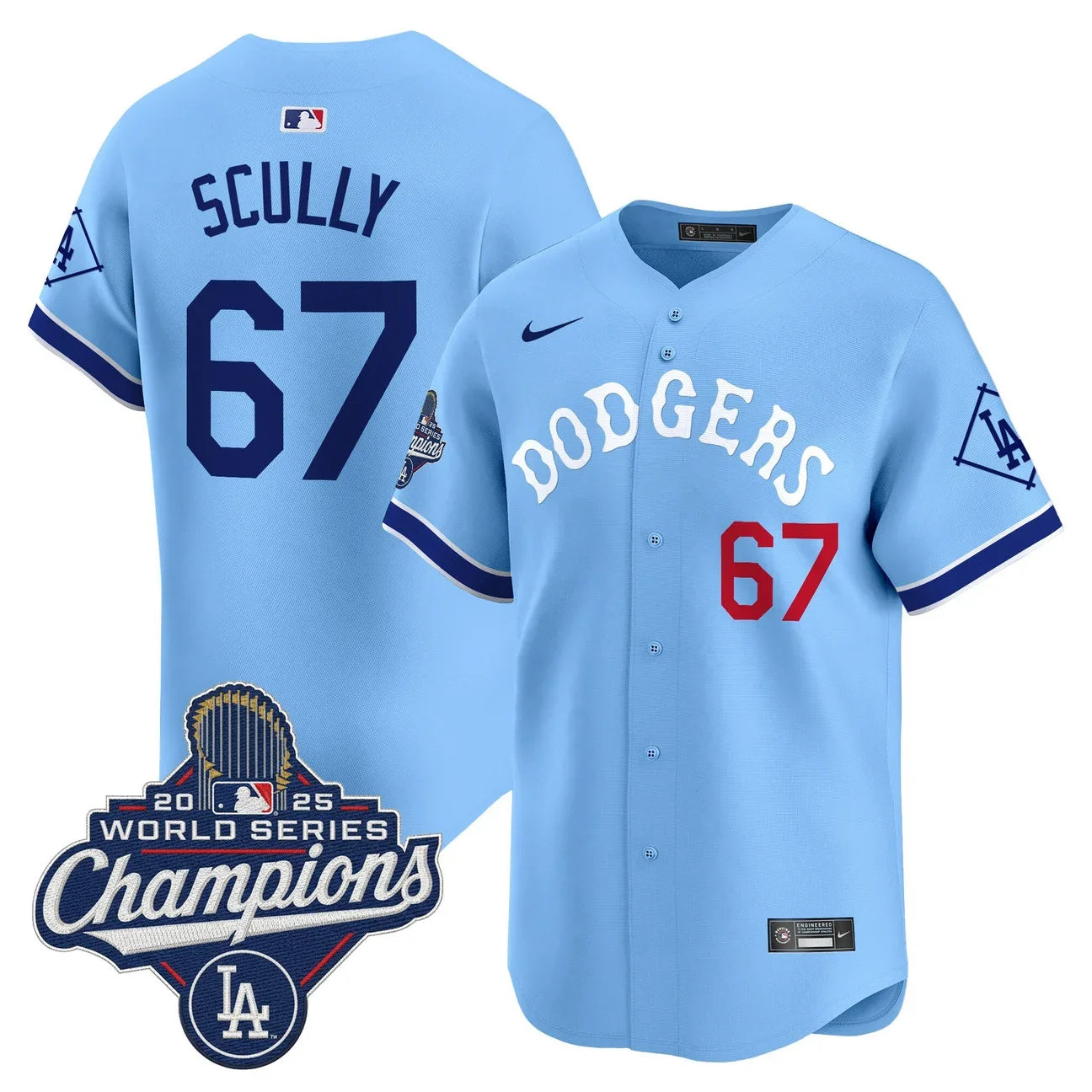 Dodgers Tribute 2025 World Series Champions Vapor Premier Limited Jersey - All Stitched -Blue