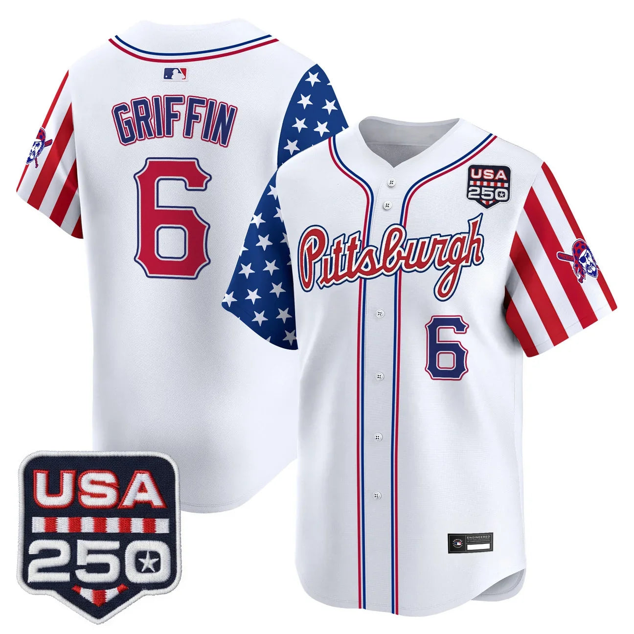 Pittsburgh Pirates "America250 Edition" Vapor Premier Limited Jersey - All Stitched - White