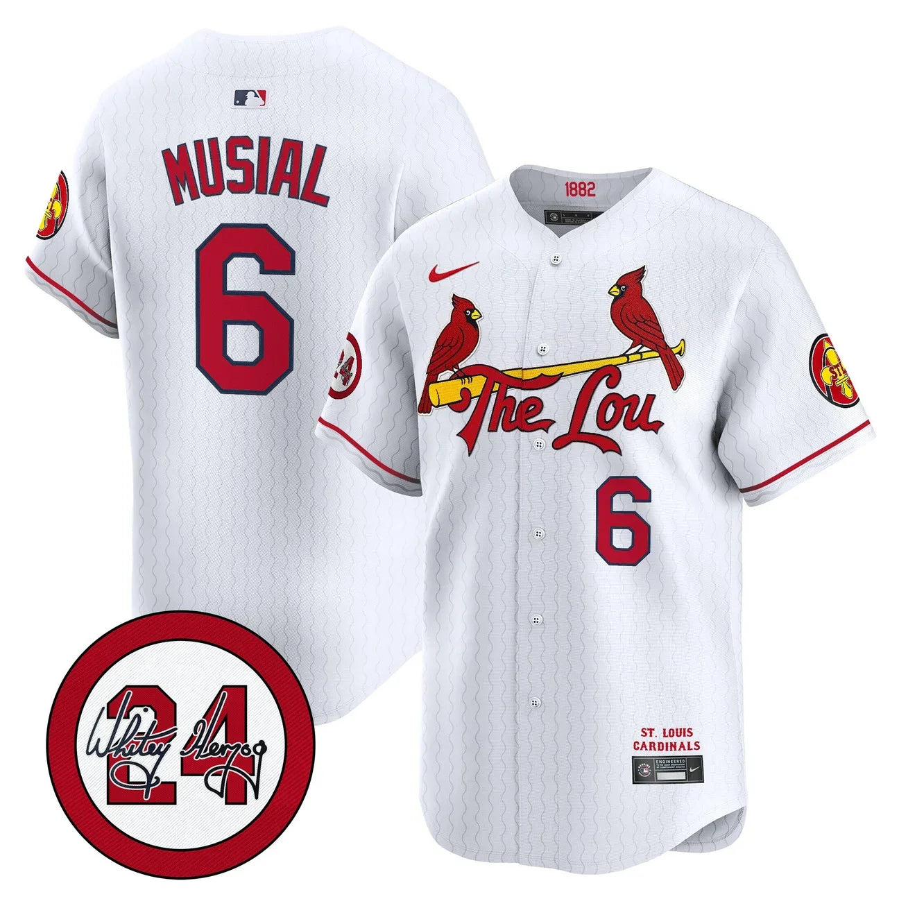 Men's St. Louis Cardinals Whitey Herzog Patch Vapor Premier Limited Jersey - All Stitched - White