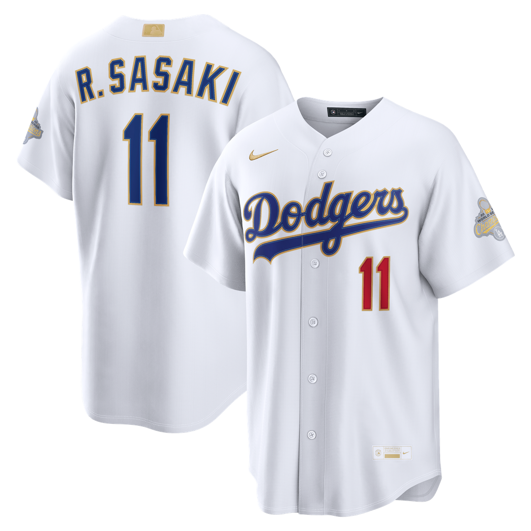 Roki Sasaki Los Angeles Dodgers Nike 2026 Gold Collection Stadium Jersey - White