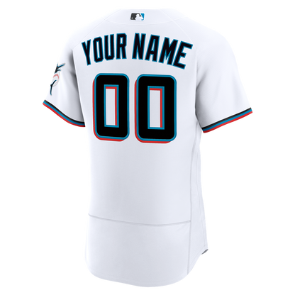 Miami Marlins Nike Home Authentic Custom Jersey - White