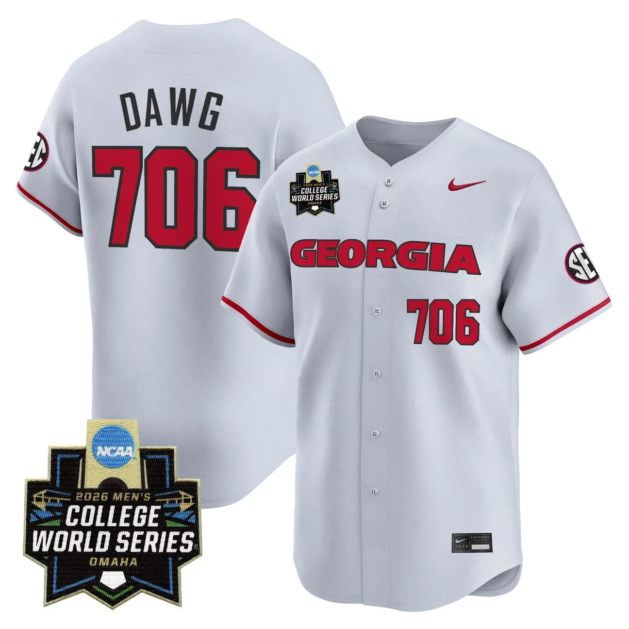 Men's Georgia Bulldogs Baseball 2026 World Series Vapor Premier Limited Jersey - All Stitched