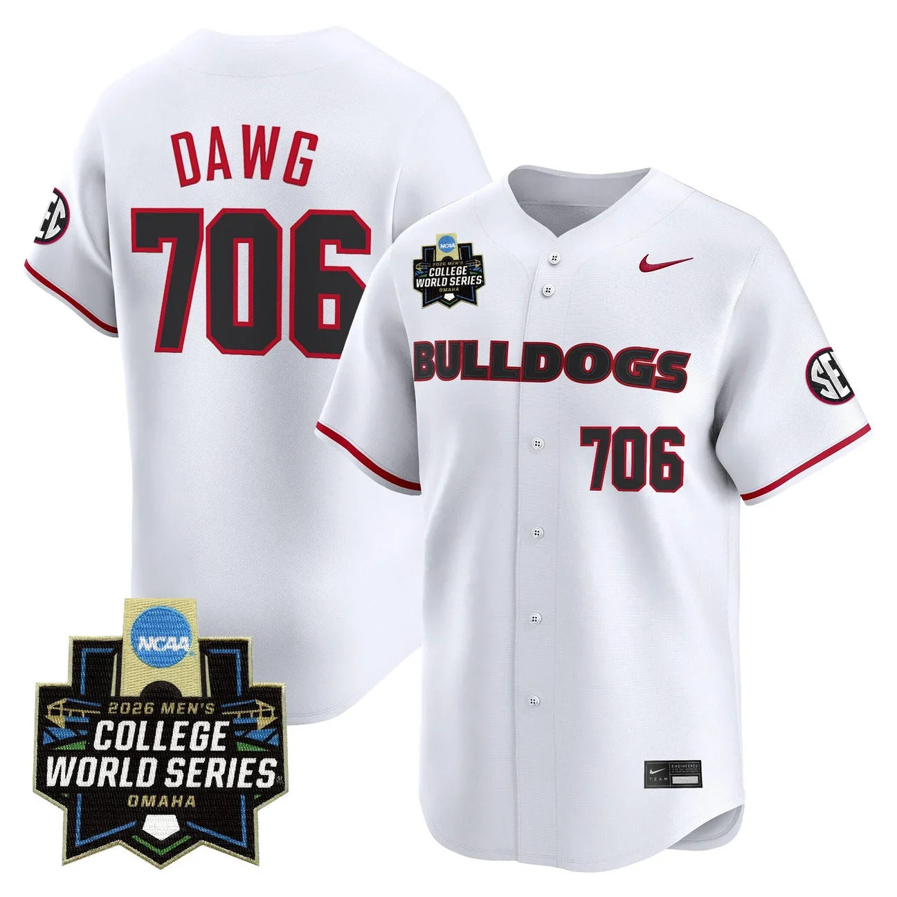Men's Georgia Bulldogs Baseball 2026 World Series Vapor Premier Limited Jersey - All Stitched