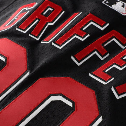 Ken Griffey Jr. Cincinnati Reds Mitchell & Ness Cooperstown Collection Mesh Batting Practice Button-Up Jersey - Black