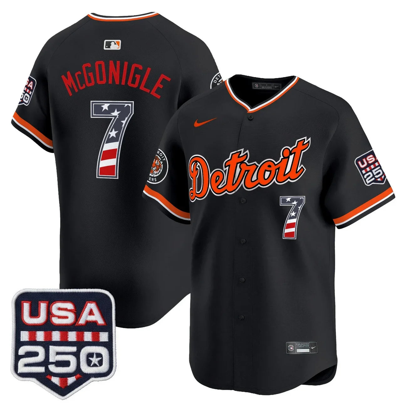 Men's Detroit Tigers USA 250 Fourth of July Vapor Premier Limited Jersey - All Stitched