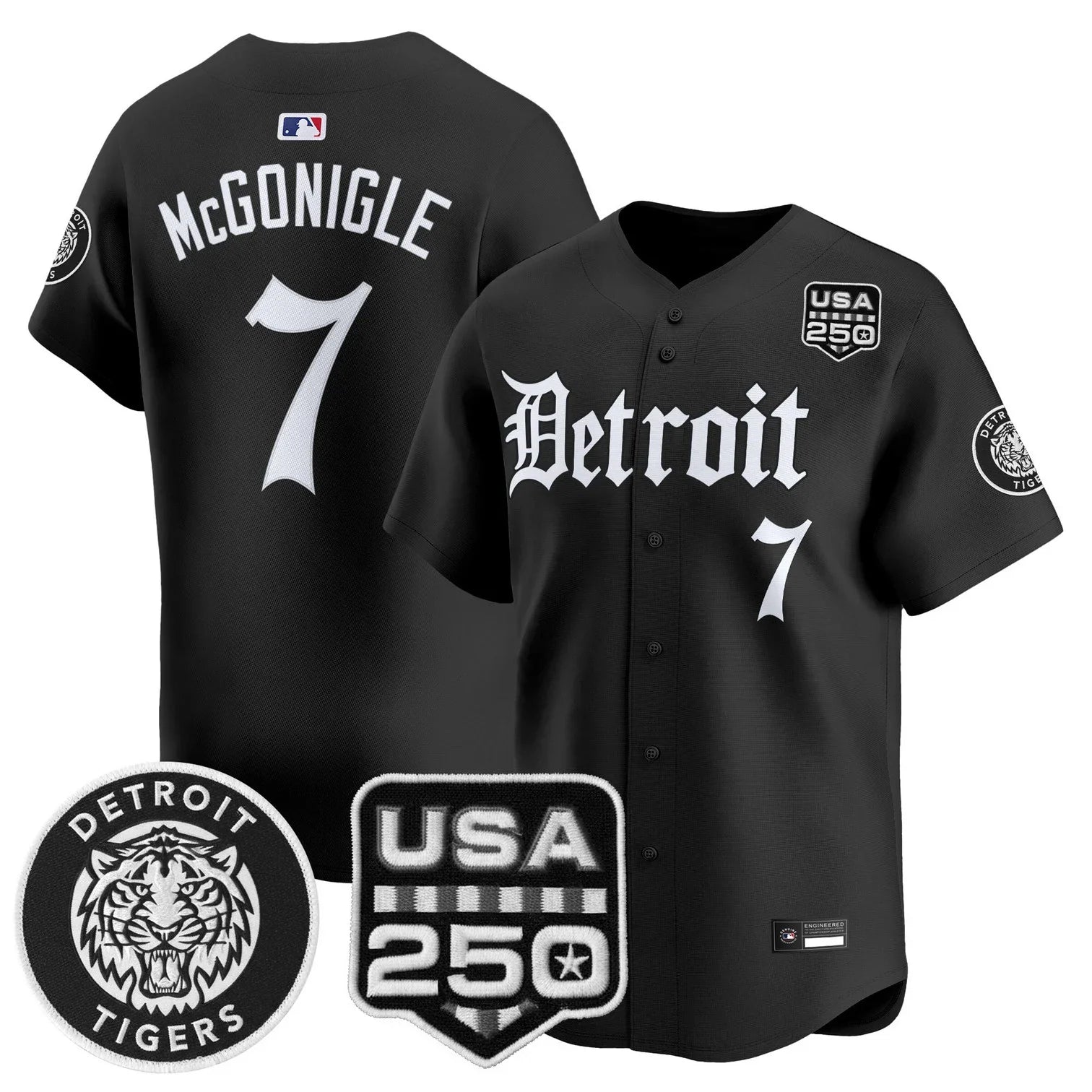 Detroit Tigers ‘Gothic Edition’ Vapor Premier Limited Jersey - All Stitched - Black