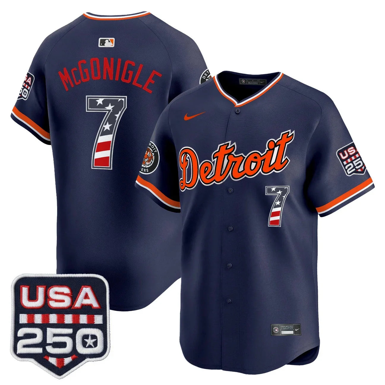 Men's Detroit Tigers USA 250 Fourth of July Vapor Premier Limited Jersey - All Stitched