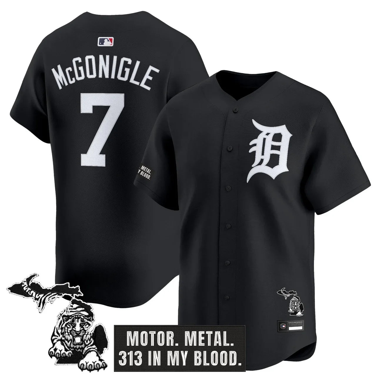 Detroit Tigers 'Old English Edition' Vapor Premier Limited Jersey - All Stitched - Black Limited