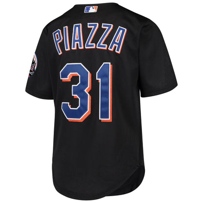 Mike Piazza New York Mets Mitchell & Ness Youth Cooperstown Collection Mesh Batting Practice Jersey - Black