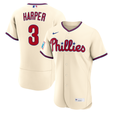 Bryce Harper Philadelphia Phillies Nike Alternate Authentic Sponsor Patch Jersey - Cream