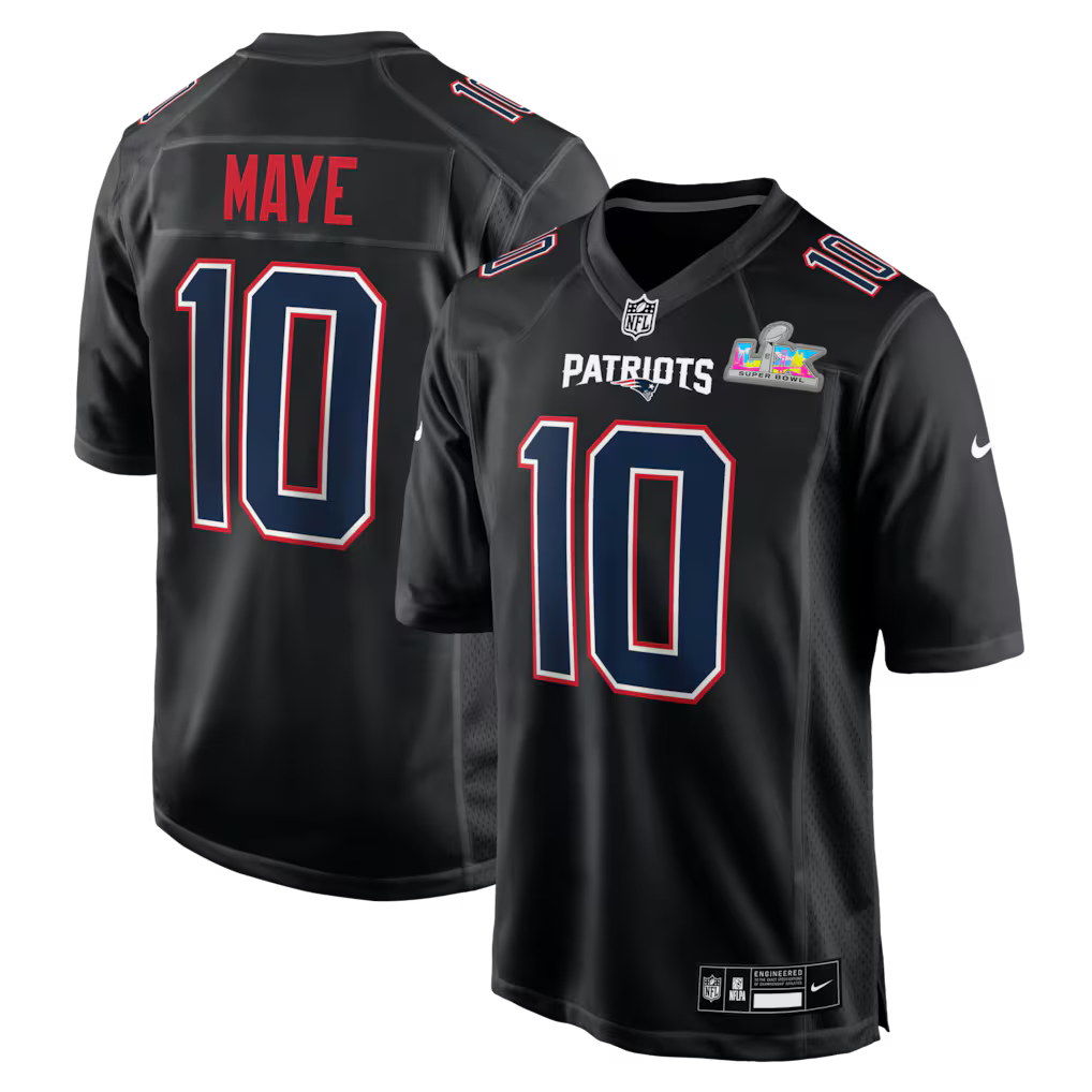 Drake Maye - New England Patriots Super Bowl LX Patch Jersey