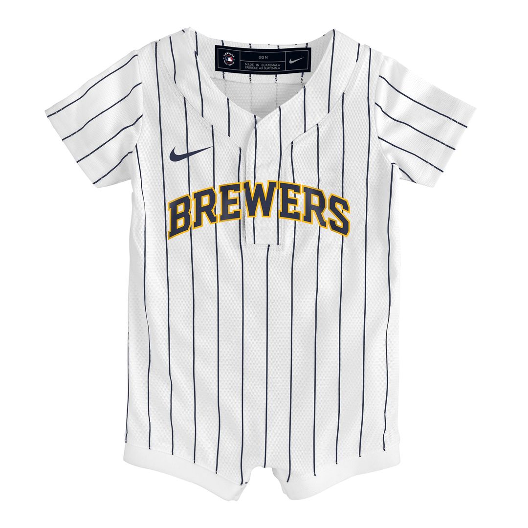 Milwaukee Brewers Nike Newborn & Infant Alternate Replica Romper Jersey - White
