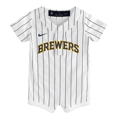 Milwaukee Brewers Nike Newborn & Infant Alternate Replica Romper Jersey - White