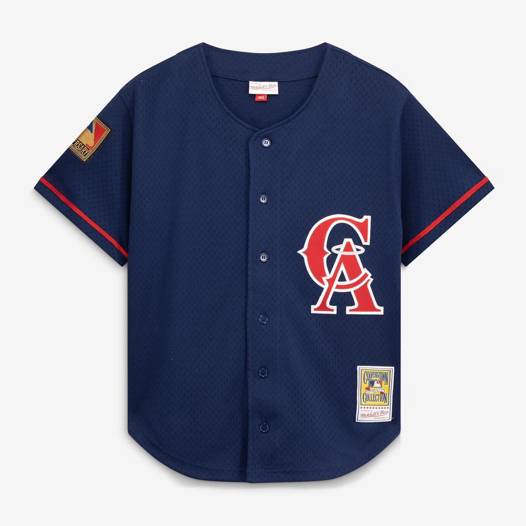Bo Jackson California Angels Mitchell & Ness Cooperstown Collection Mesh Batting Practice Button-Up Jersey - Navy