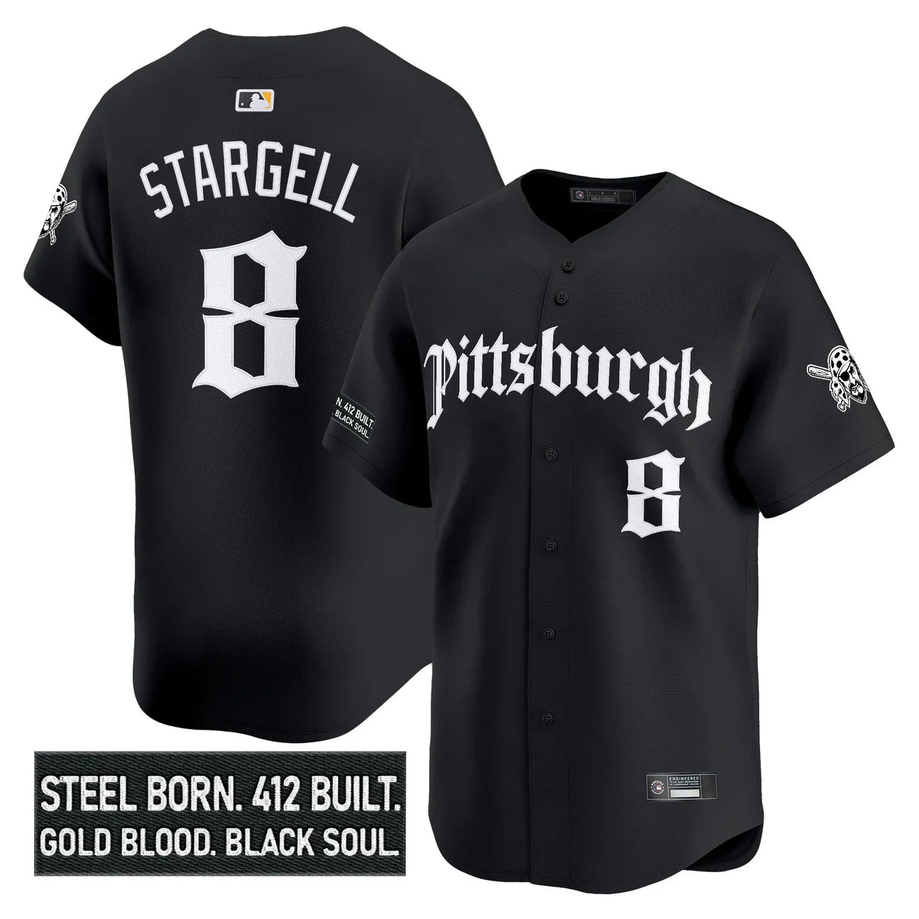 Men's Pittsburgh Pirates 'Gothic Steel City Edition' Vapor Premier Limited Jersey - All Stitched