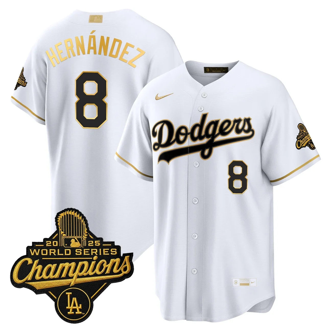 Los Angeles Dodgers "Gold Collection" Premier Limited Jersey - All Stitched - White Gold