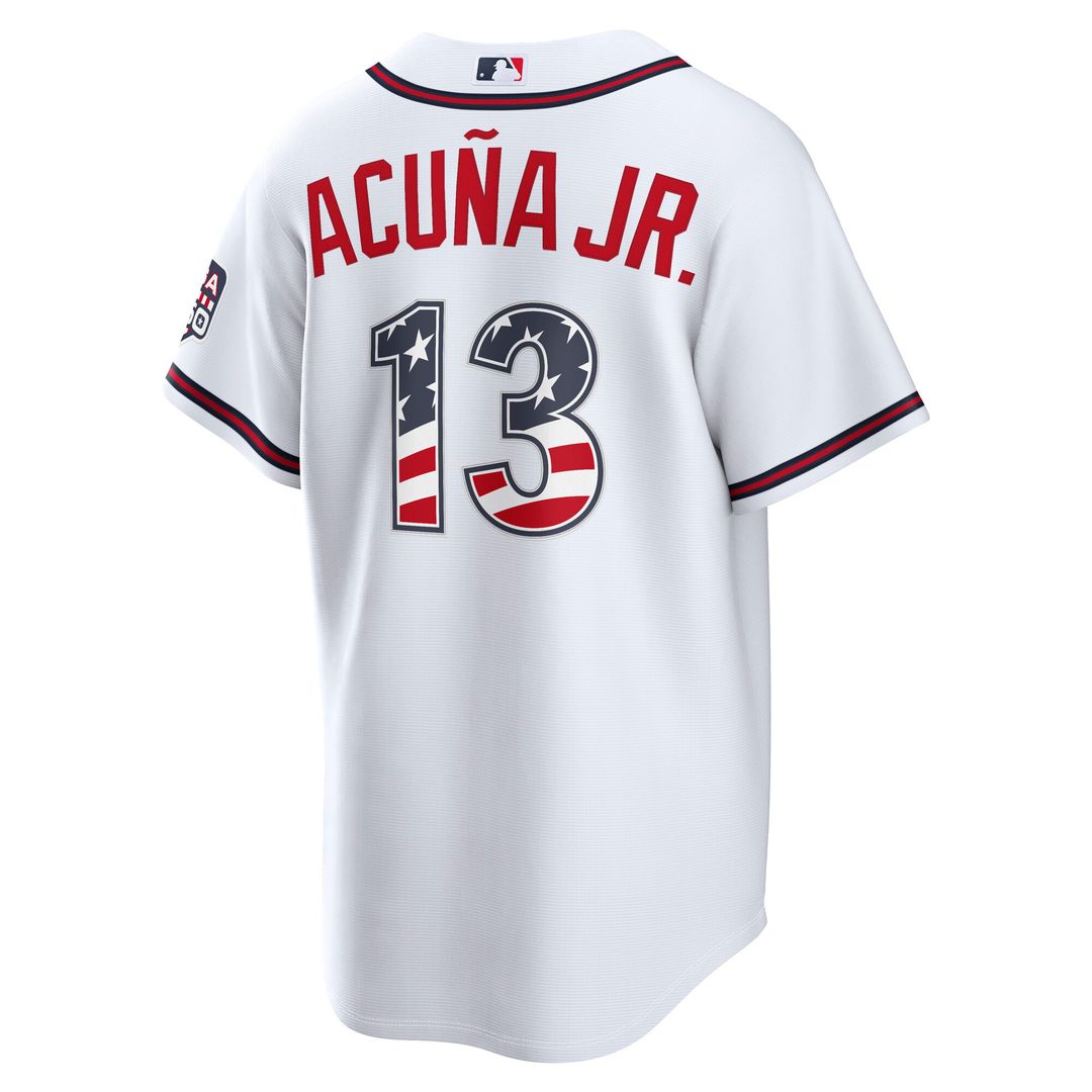 Ronald Acuña Jr. Atlanta Braves Nike USA 250 Fourth of July Home Stadium Jersey - White