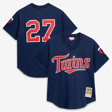 David Ortiz Minnesota Twins Mitchell & Ness 2002 Cooperstown Collection Mesh Batting Practice Jersey - Navy
