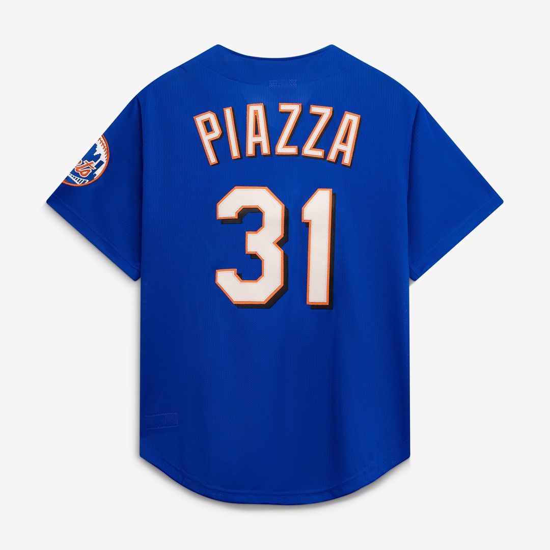 Mike Piazza New York Mets Mitchell & Ness Cooperstown Collection Mesh Batting Practice Button-Up Jersey - Royal